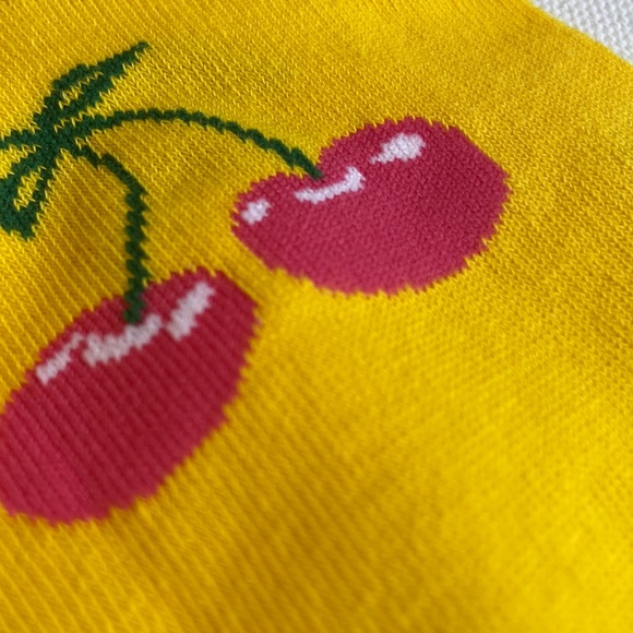 ⭐️Free w/Purchase! Cherry Novelty Socks Yellow Pink - Picture 3 of 5
